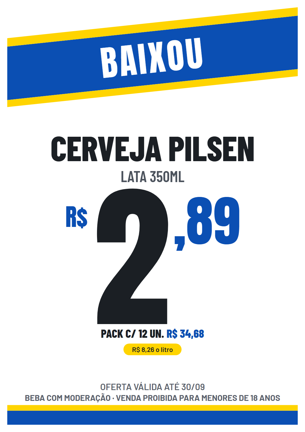 Cartaz de cerveja com os avisos obrigatórios