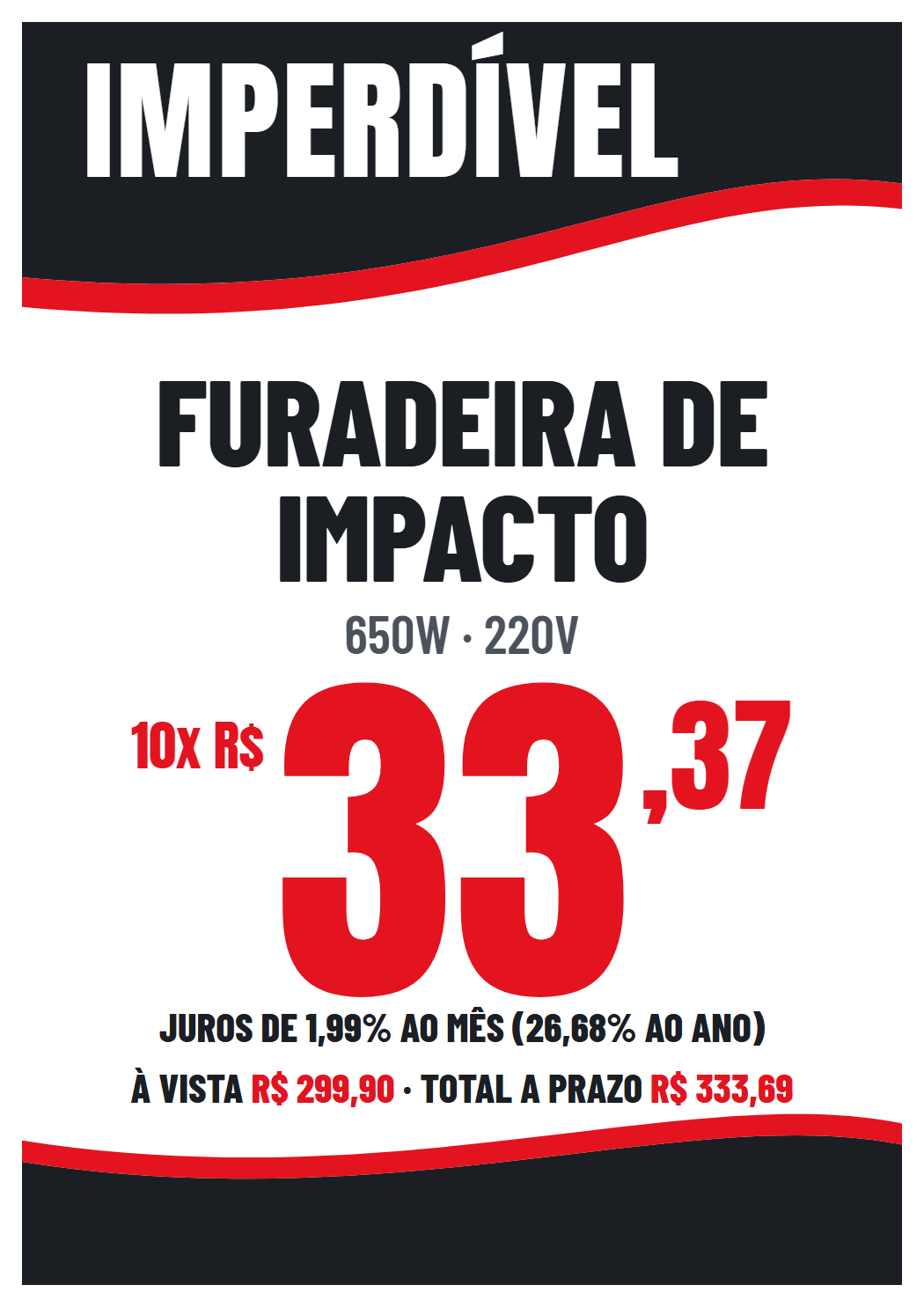 Cartaz parcelado com juros e total
